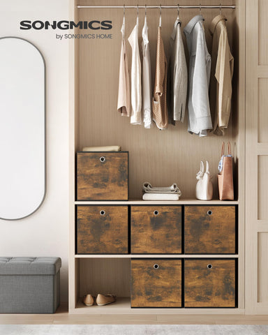 SONGMICS storage cubes side view with sturdy handles for easy access.