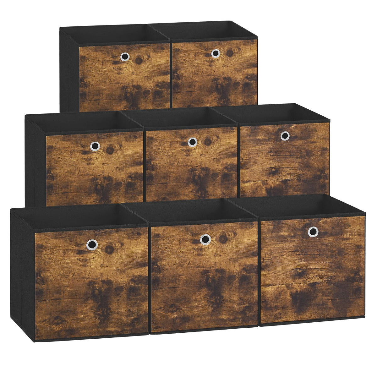 Songmics storage cubes set of 8 in rustic brown and ink black for closet organization.