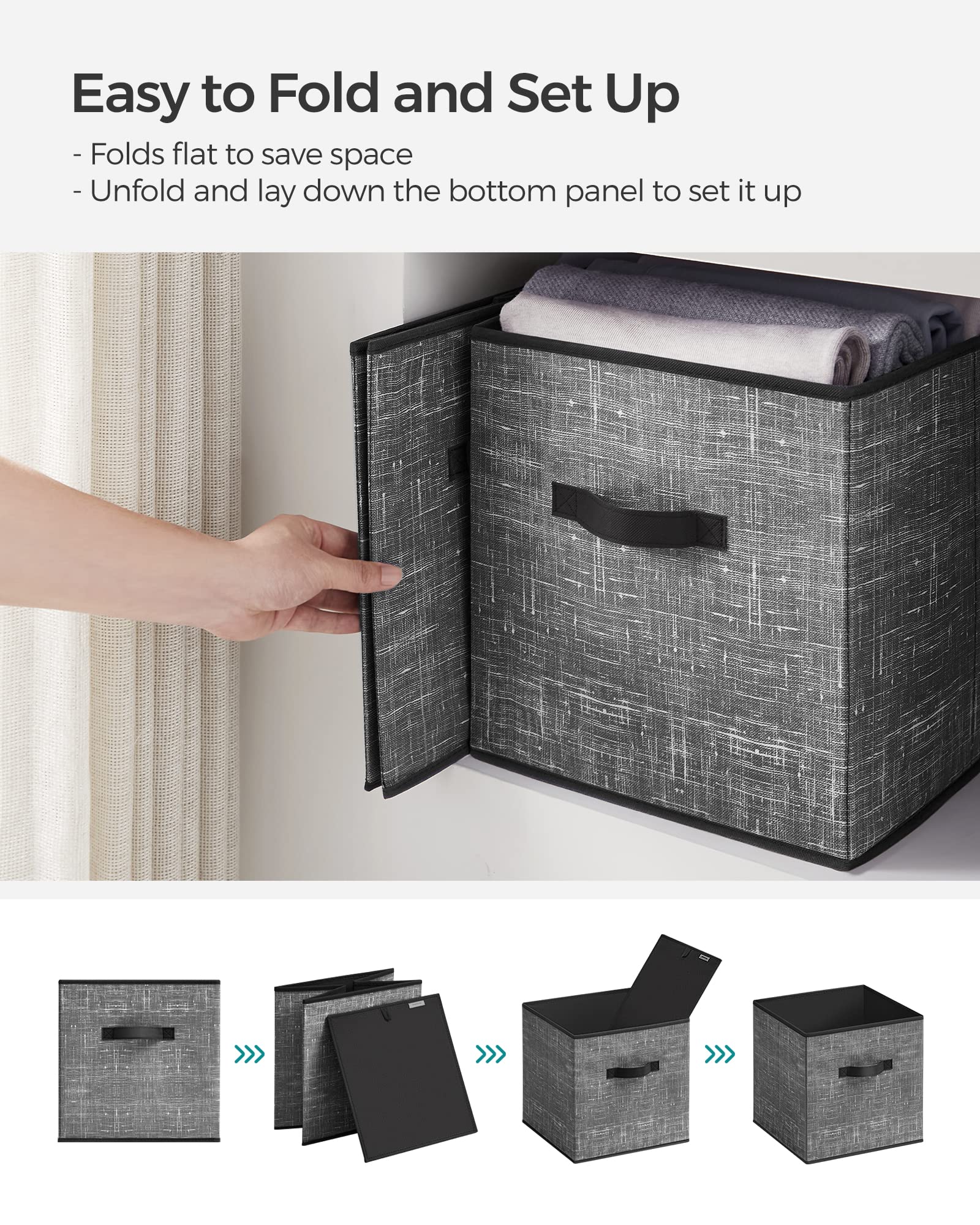 Songmics cube organized on a shelf in bedroom or study
