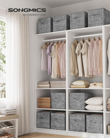 SONGMICS storage cubes folded flat for easy space-saving storage