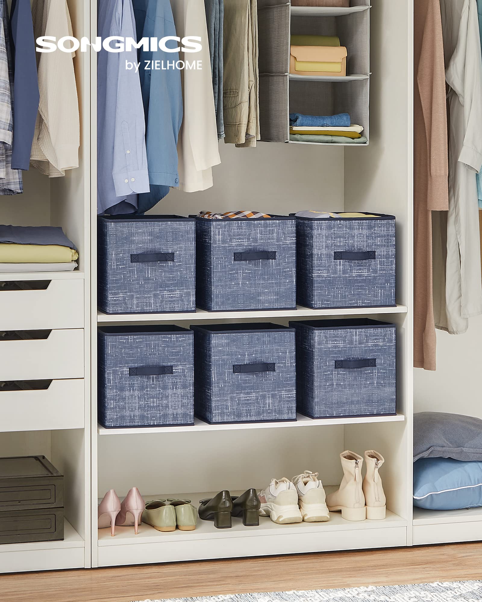 SONGMICS storage cubes foldable design with bottom boards for quick setup
