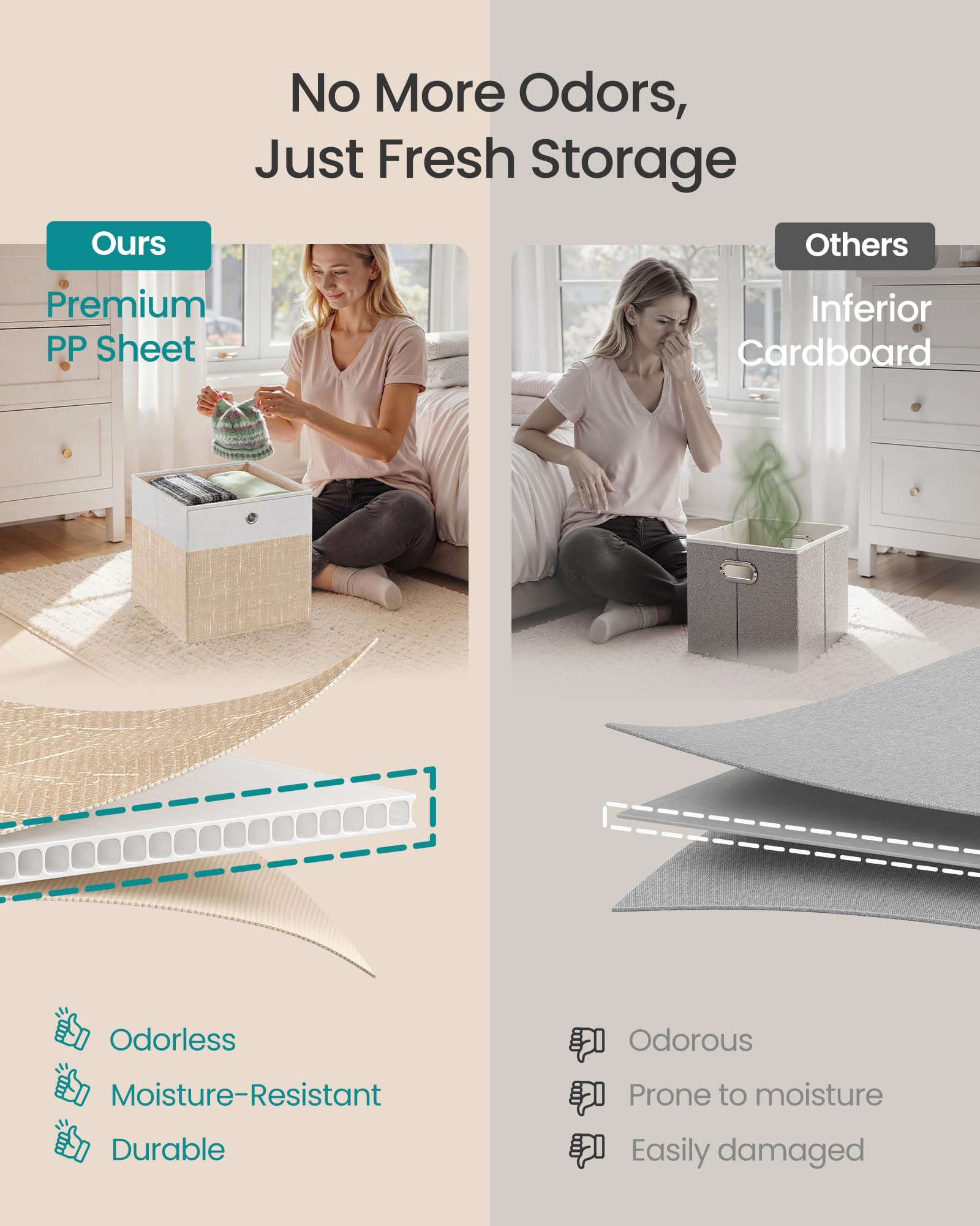 Cubes folded flat to save space when not in use