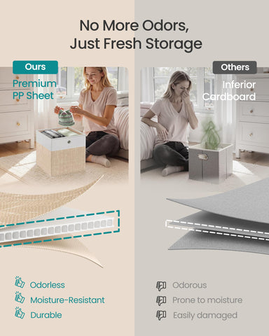 Cubes folded flat to save space when not in use