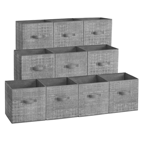 Songmics storage cubes front view in cattail gray, ideal for wardrobe organization.