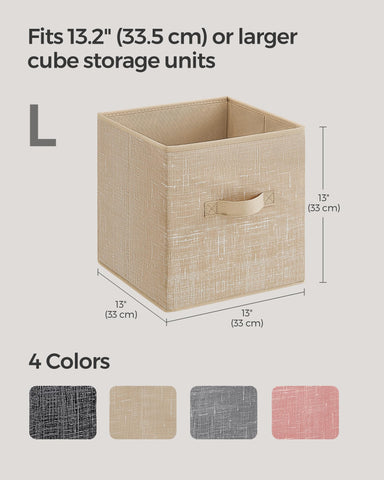 SONGMICS cubes placed inside an IKEA-style cabinet showing neat organization