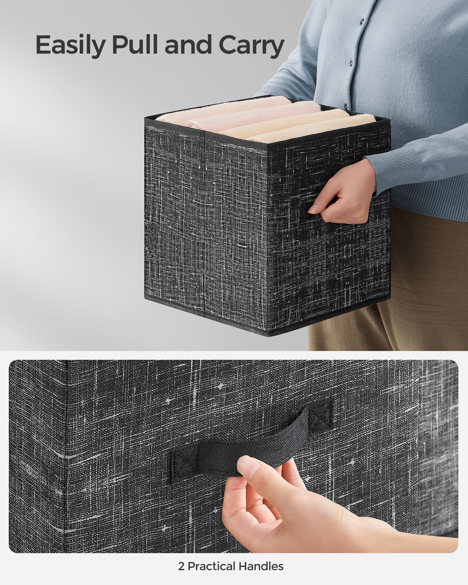 SONGMICS textured fabric finish adds a classy ink-black touch