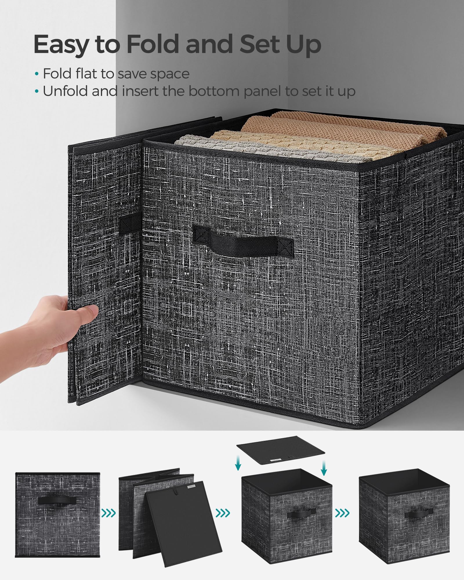 SONGMICS ink-black bins blend with any room style
