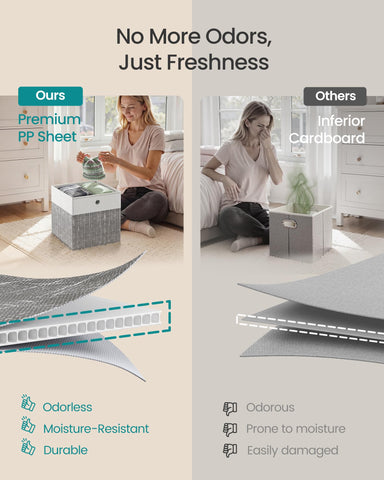 SONGMICS storage cubes feature metal eyelet handles for easy sliding