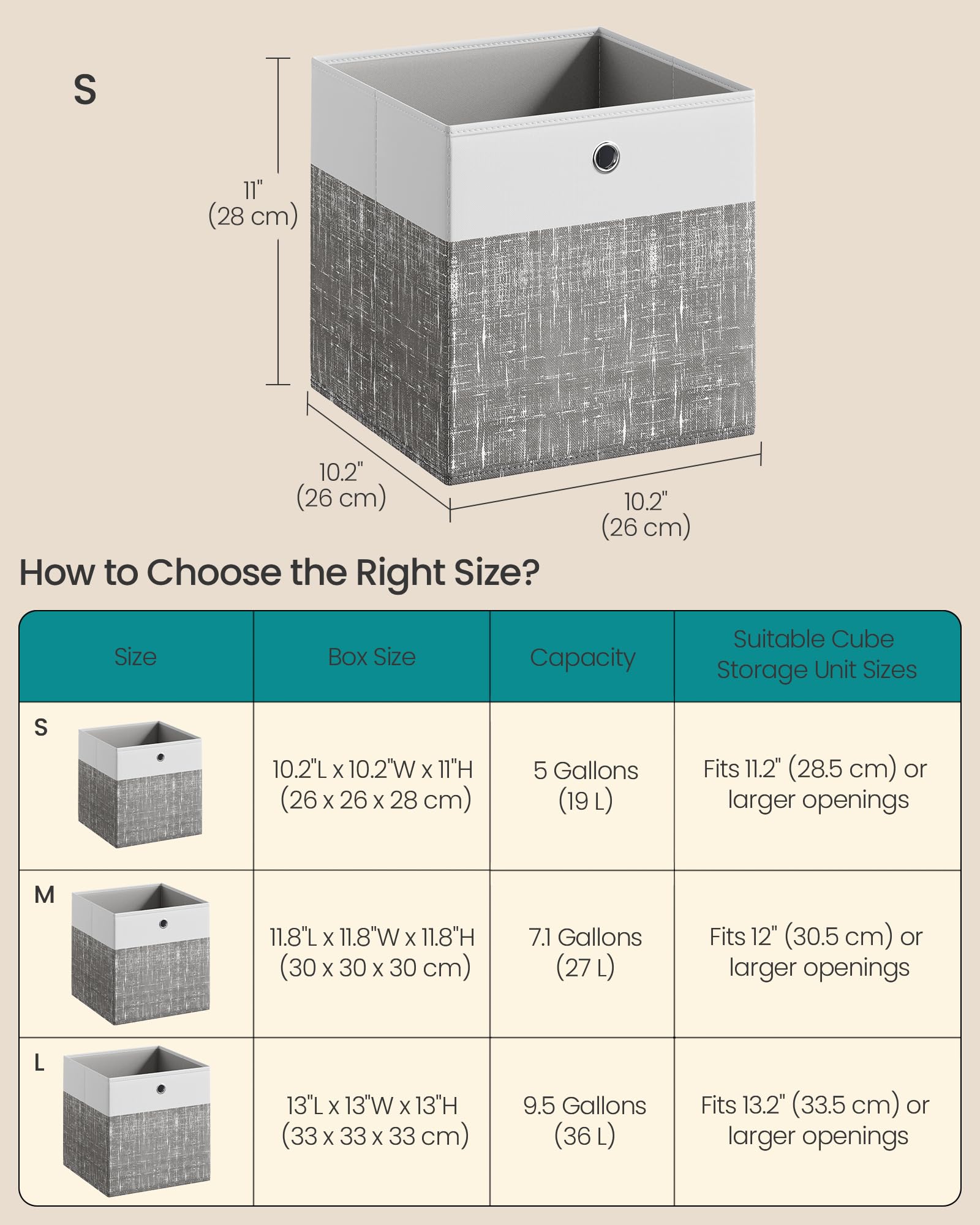 SONGMICS storage cubes use lightweight non-woven fabric for storage