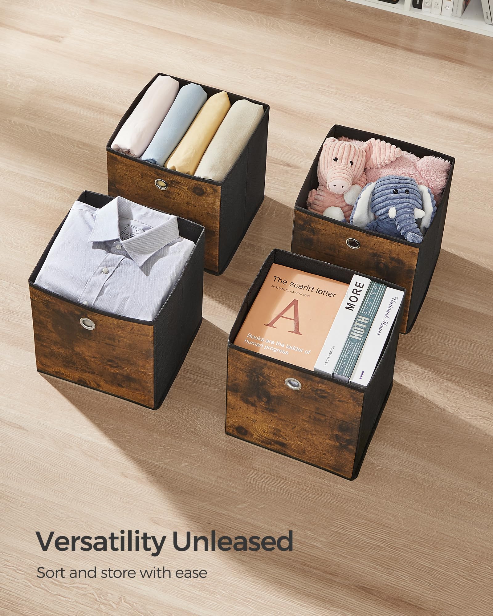 SONGMICS storage cubes rustic-brown-finish adds vintage charm to rooms