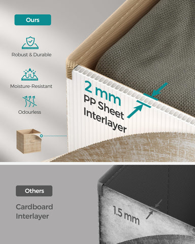 SONGMICS sand beige fabric texture on storage cubes adds stylish touch