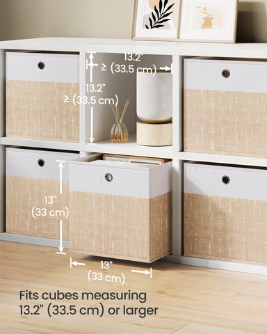 SONGMICS 13x13 inch cubes on a shelf suitable for closet use.