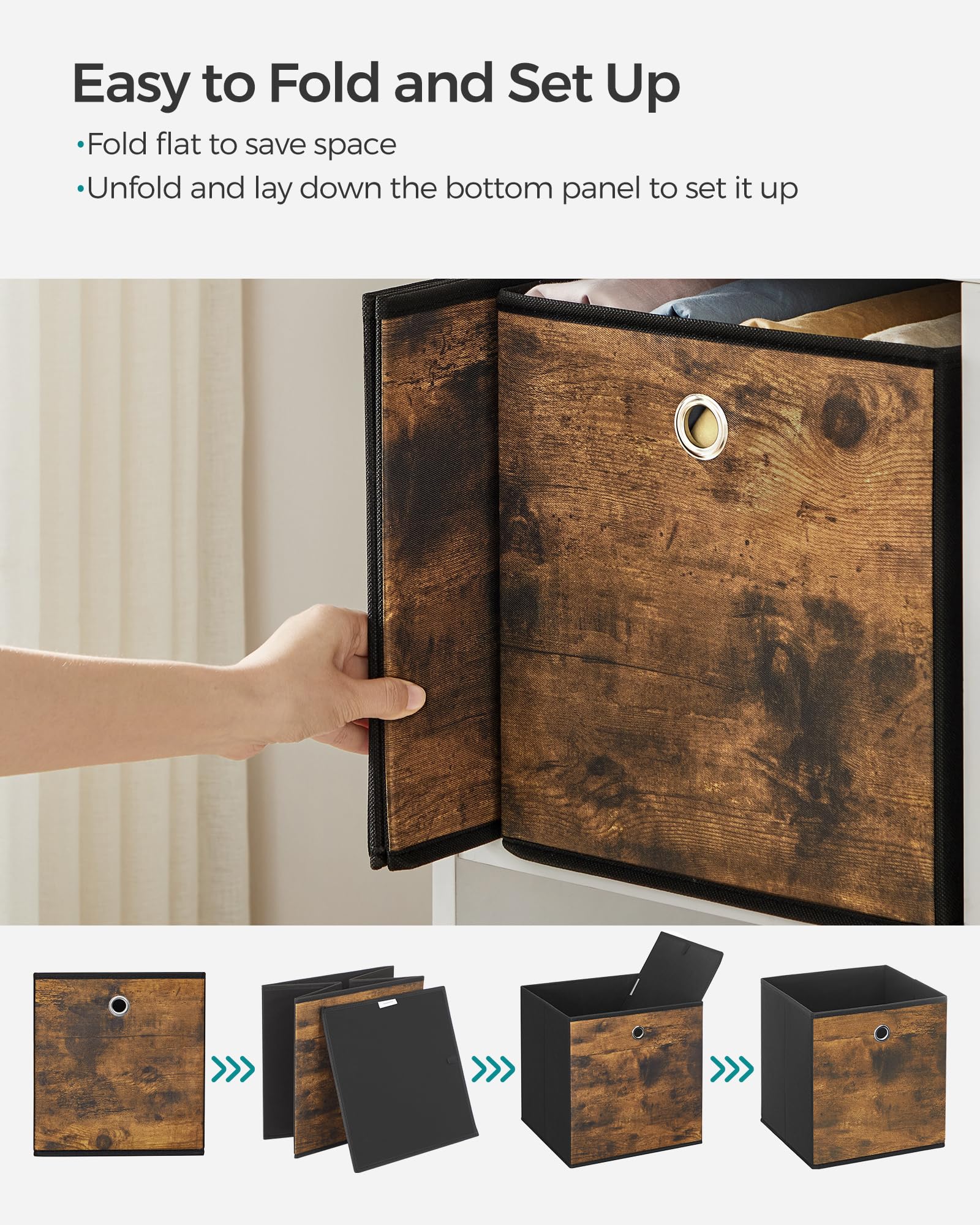 SONGMICS storage cubes size-fit shows 11-inch compatible cube shelves