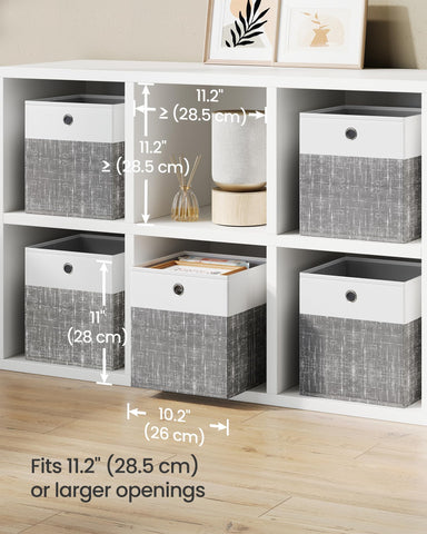 SONGMICS storage cubes sized for cube shelves with clear dimensions