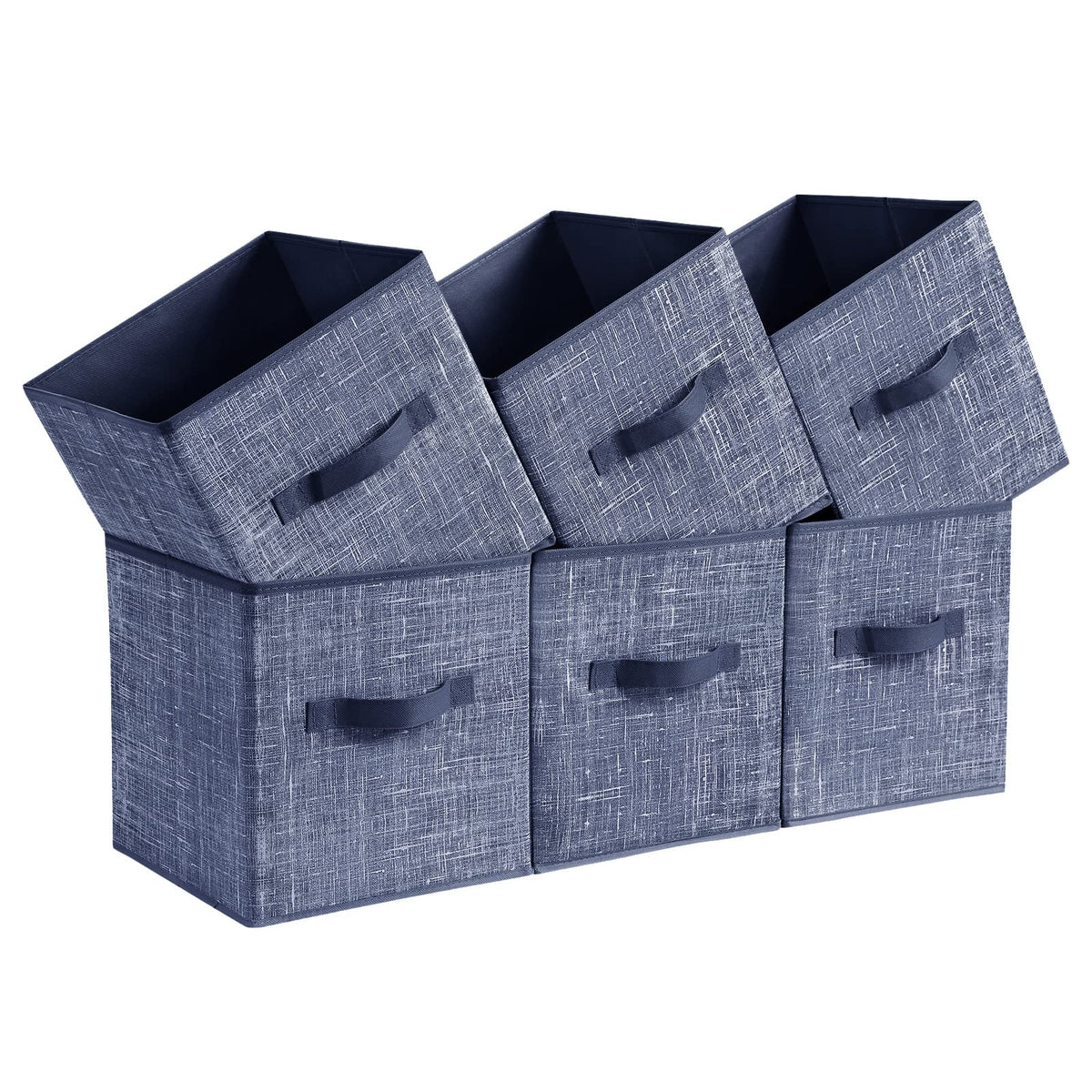 SONGMICS storage cubes two handles misty blue for easy shelf access