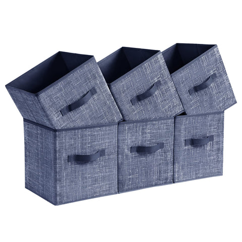 SONGMICS storage cubes two handles misty blue for easy shelf access