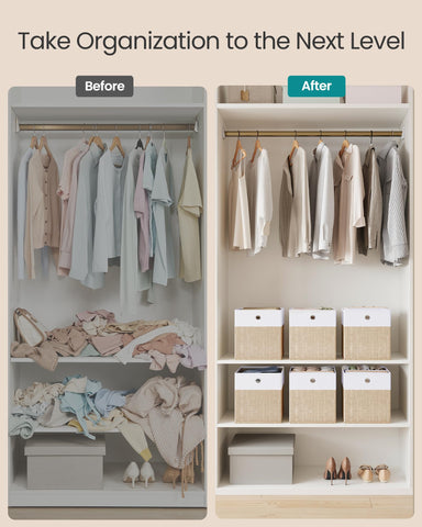 Two-tone cloud white and sand beige SONGMICS cubes brighten rooms