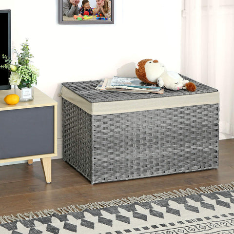 Bedroom or laundry area setup featuring Songmics storage basket for organization
