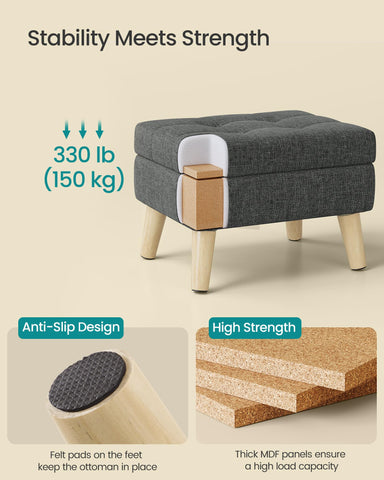 Songmics storage ottoman assembly with four legs, quick setup