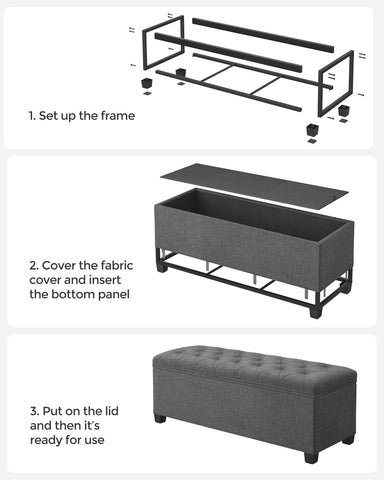 Songmics bedroom end-stool supports clothes storage and seating.