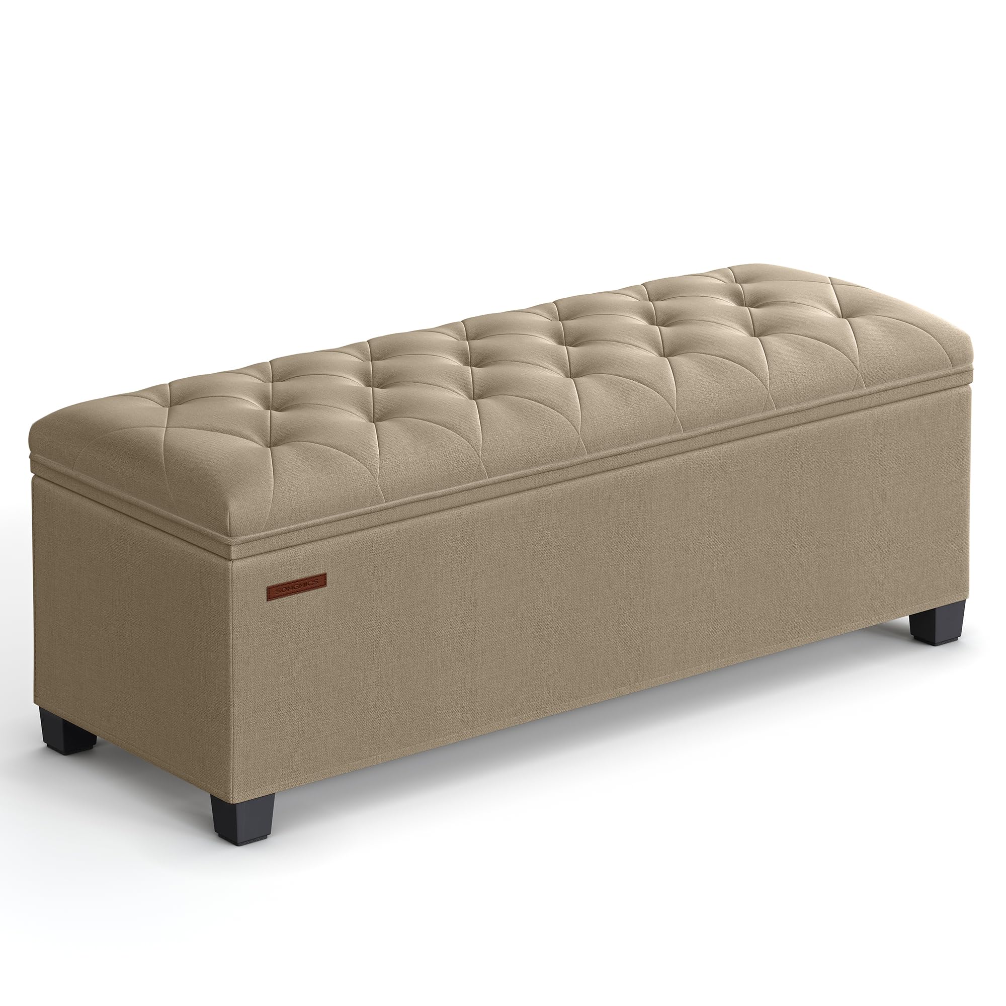 Songmics camel brown storage ottoman bench with cover on offers versatile seating and hidden storage.