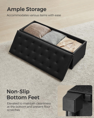 Songmics storage ottoman dimensions ensure versatile placement at 40x110 cm.