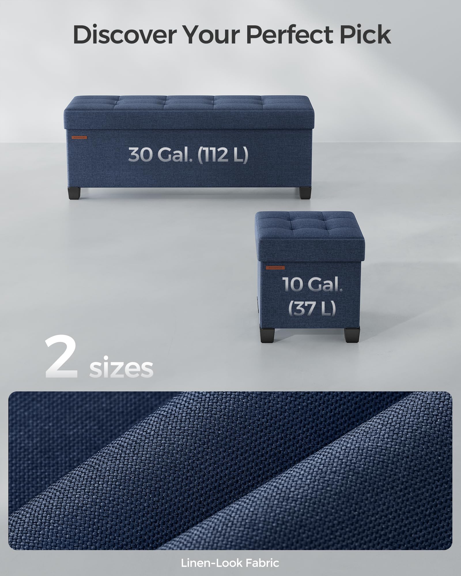 SONGMICS end-of-bed ottoman shown as a compact seating option.