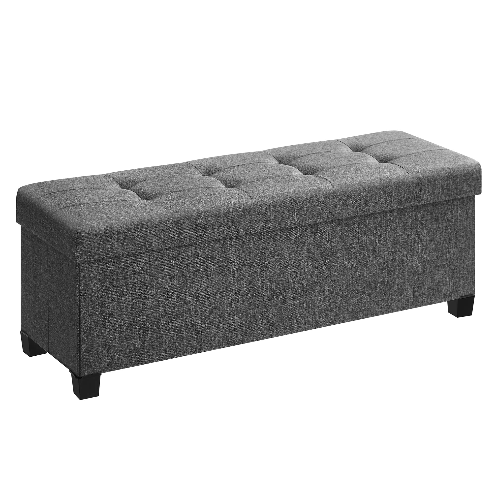 SONGMICS storage ottoman bench with linen texture for stylish seating and hidden storage.