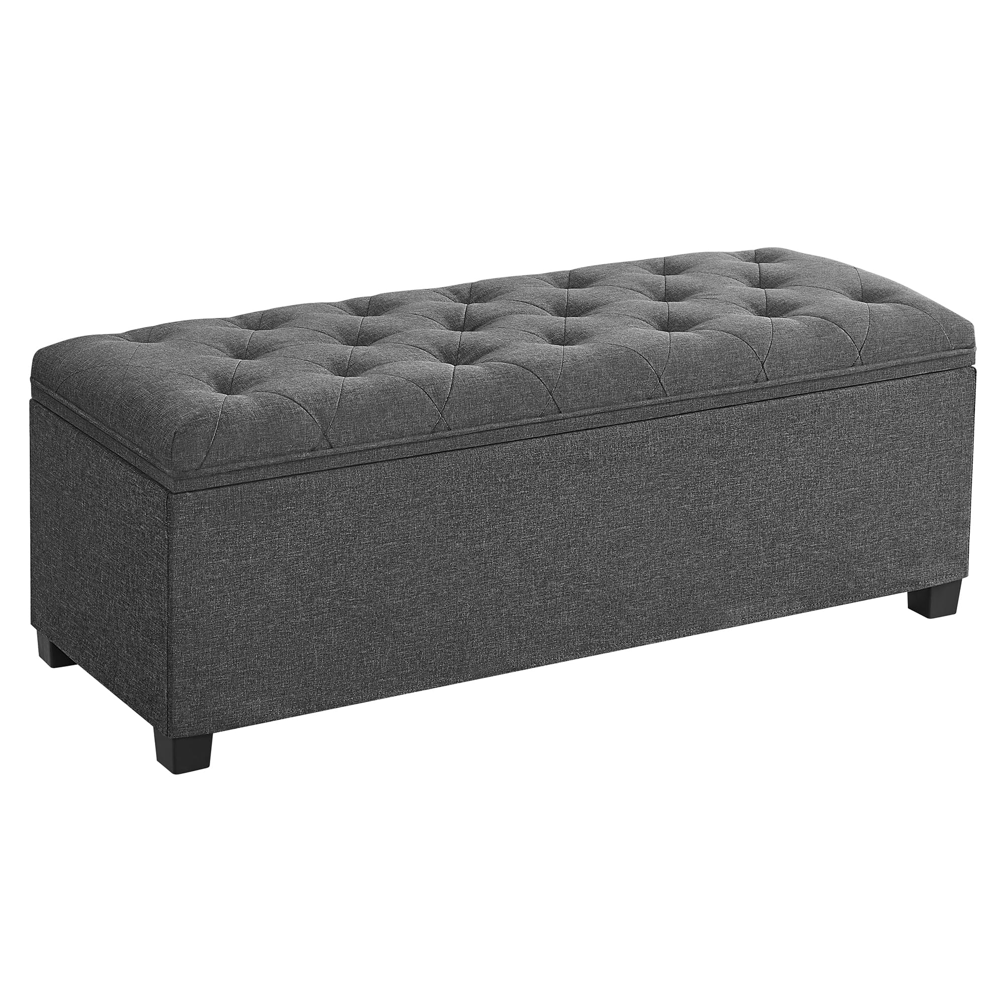 Songmics storage ottoman bench with linen tufted surface for elegant living spaces.