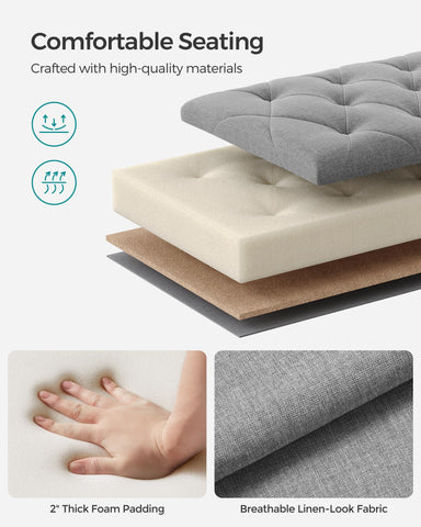 SongMICS storage ottoman helps conceal blankets and books neatly.