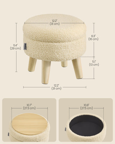 SONGMICS storage ottoman compact dimensions fit small living spaces