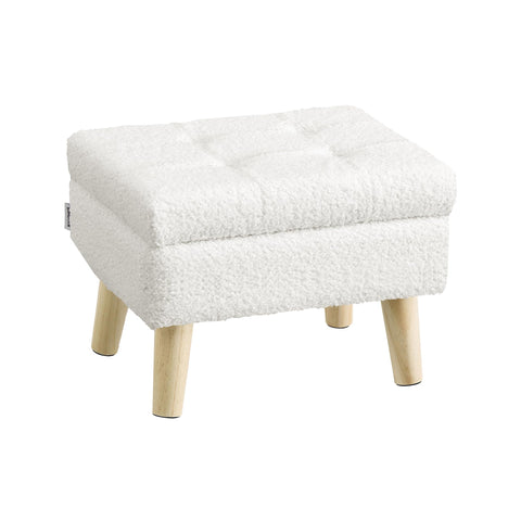 Songmics storage ottoman cream teddy fleece adds cozy seating and warmth.