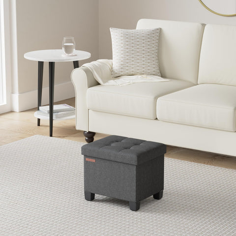 SongMICS storage ottoman top view open to reveal 32 L hidden storage.