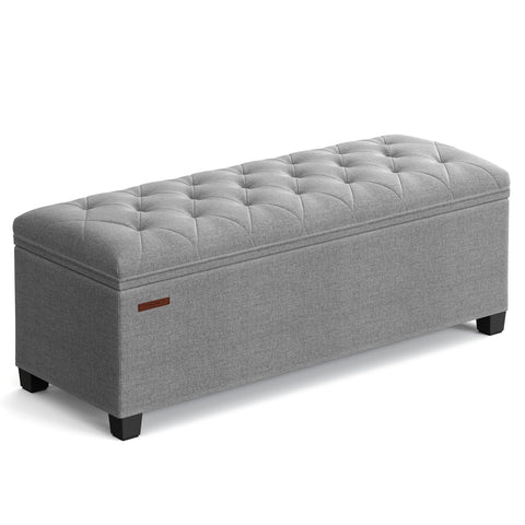 SongMICS storage ottoman with linen tufted top offers stylish seating and hidden storage.