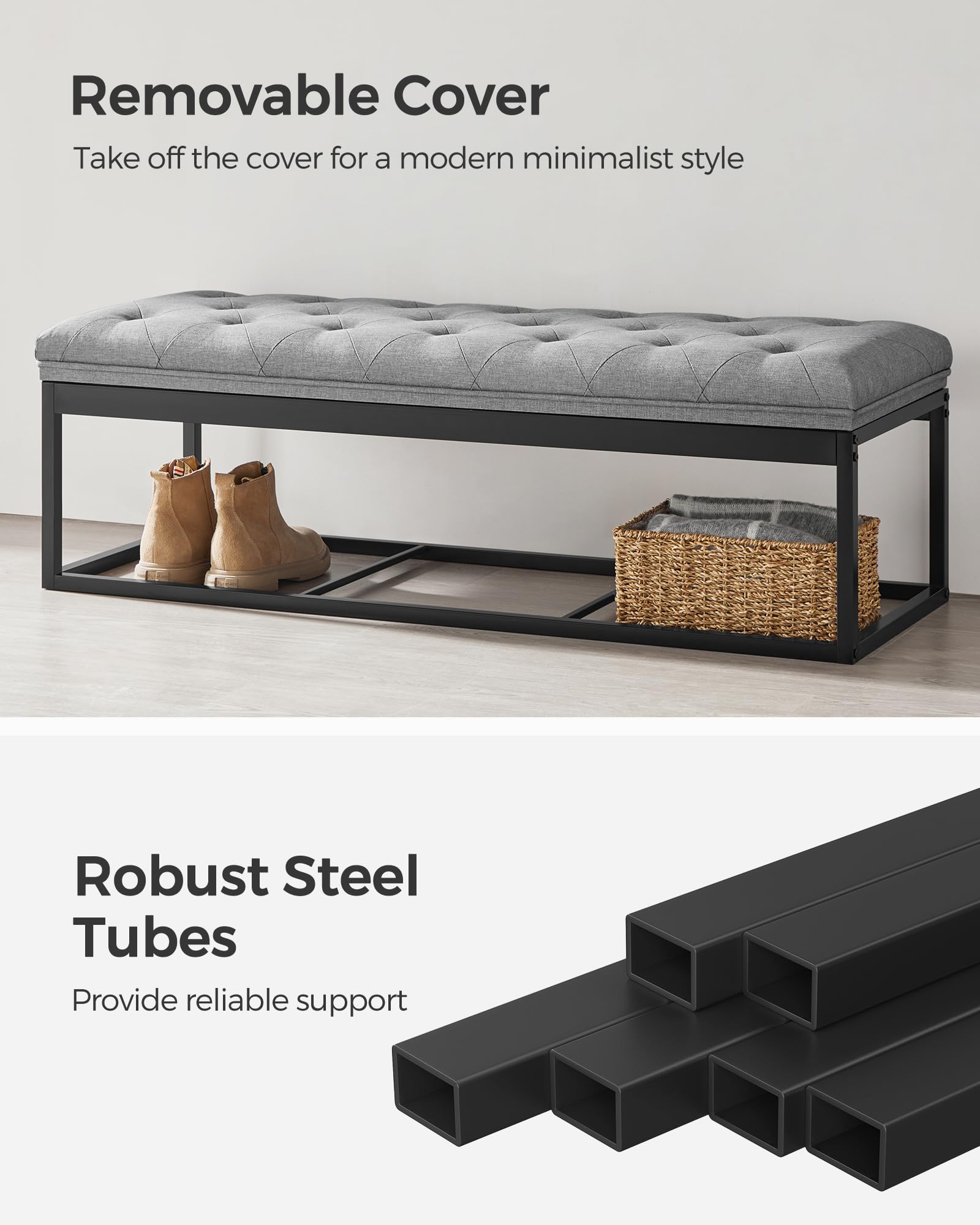SongMICS lid-open view reveals 27-gallon storage space for blankets.