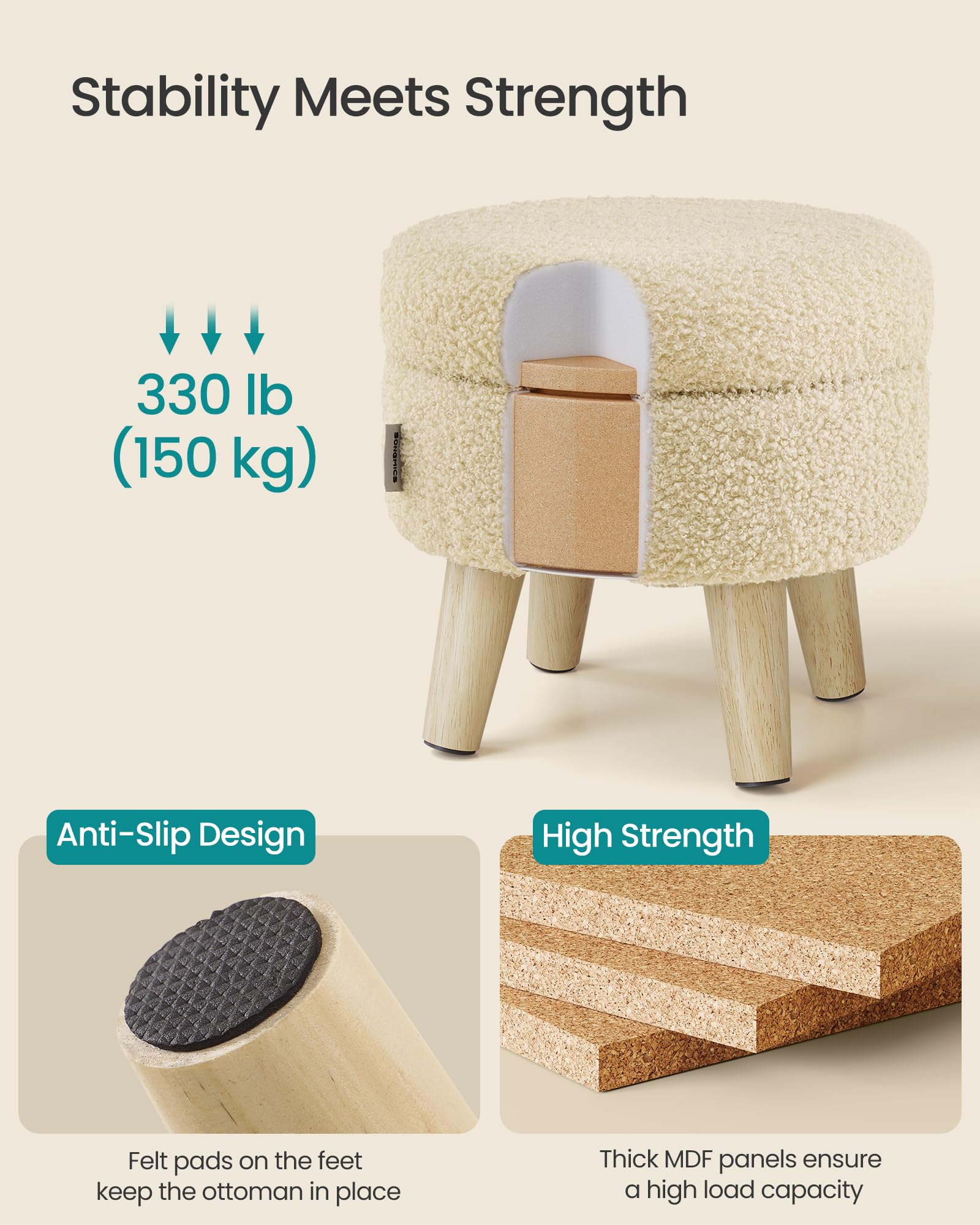 SONGMICS storage ottoman side table function adds a convenient surface