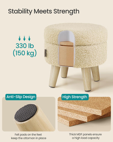 SONGMICS storage ottoman side table function adds a convenient surface