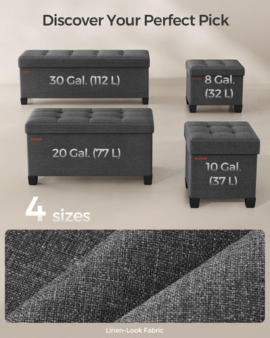 Versatile SONGMICS ottoman surface doubles as a compact coffee table