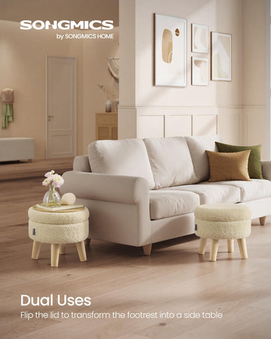 SONGMICS storage ottoman wood legs provide sturdy support and a stylish look