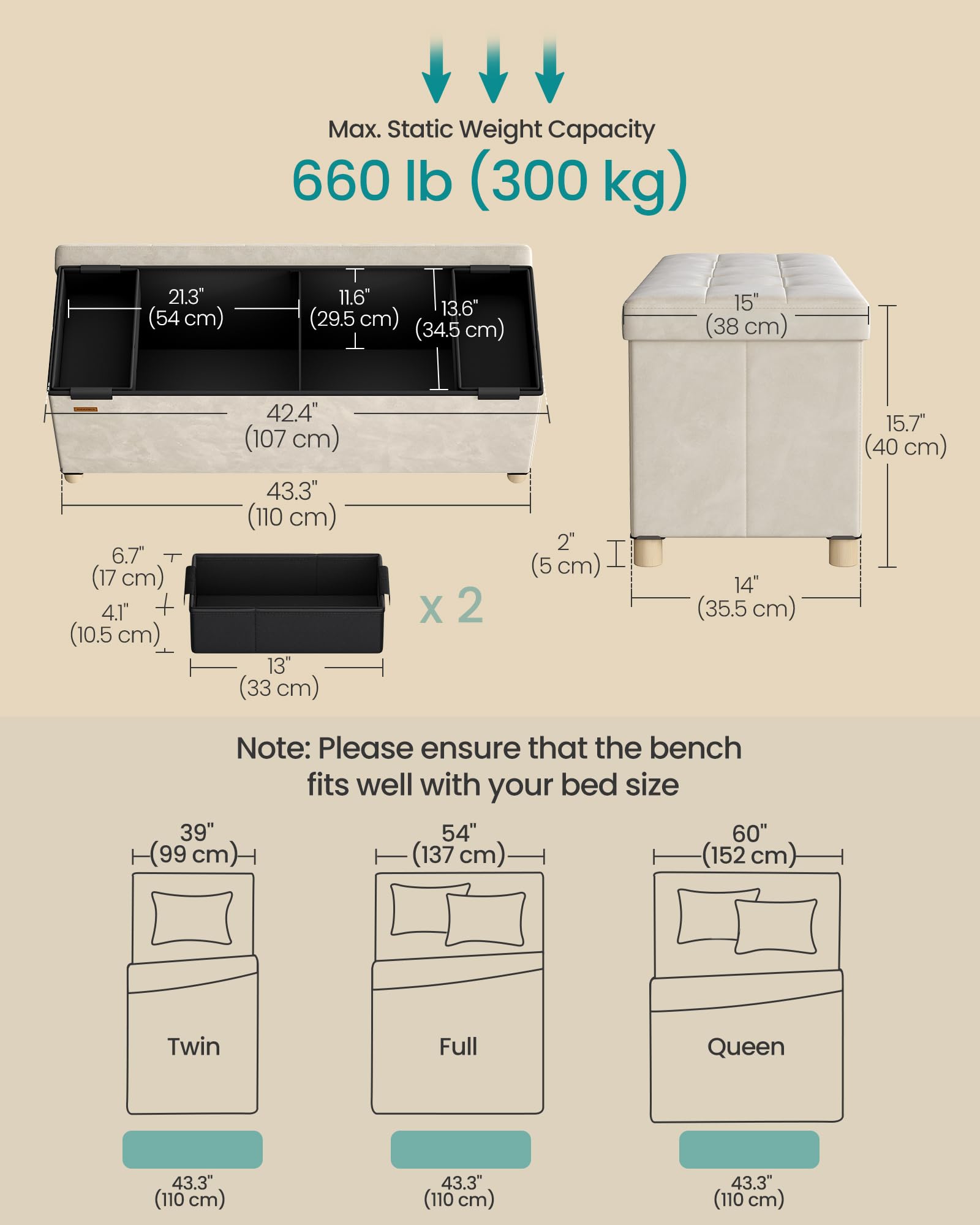 SONGMICS storage ottoman wood legs show natural grain for sturdy, stylish support.