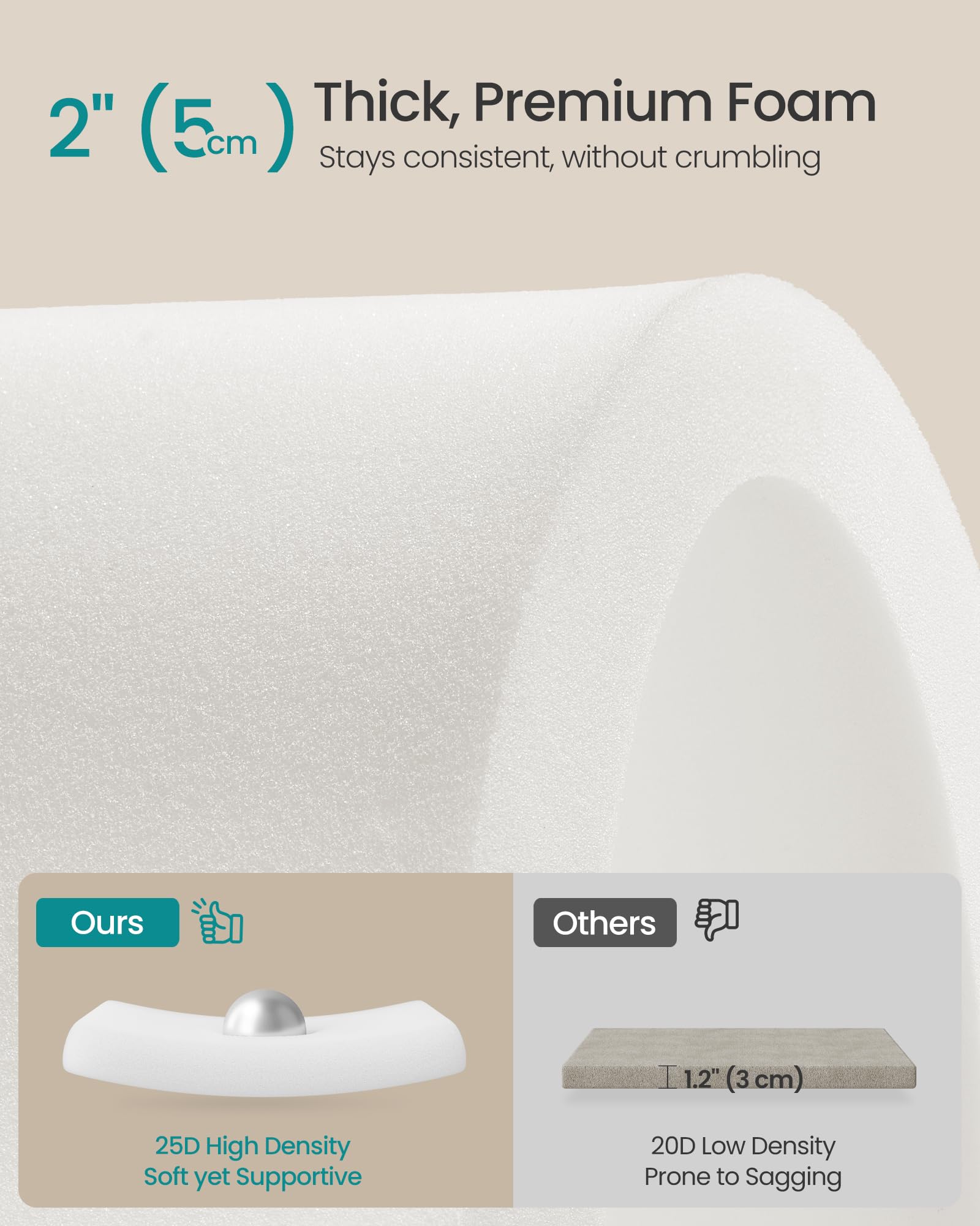 Songmics ottoman with solid wood legs provides sturdy support.