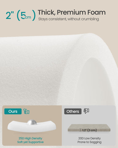 Songmics ottoman with solid wood legs provides sturdy support.