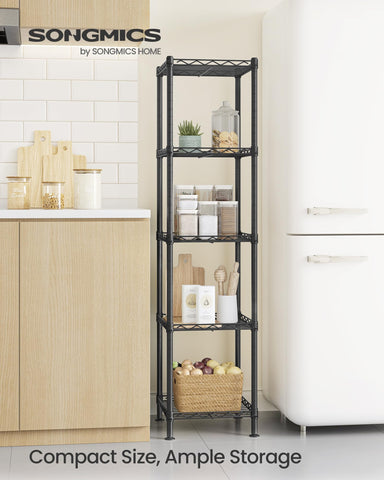 SONGMICS storage shelf steel construction highlights sturdy, durable framing.
