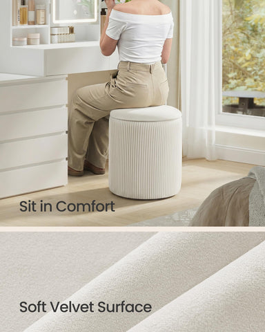 SONGMICS ottoman with sturdy MDF top panel delivers stable seating.