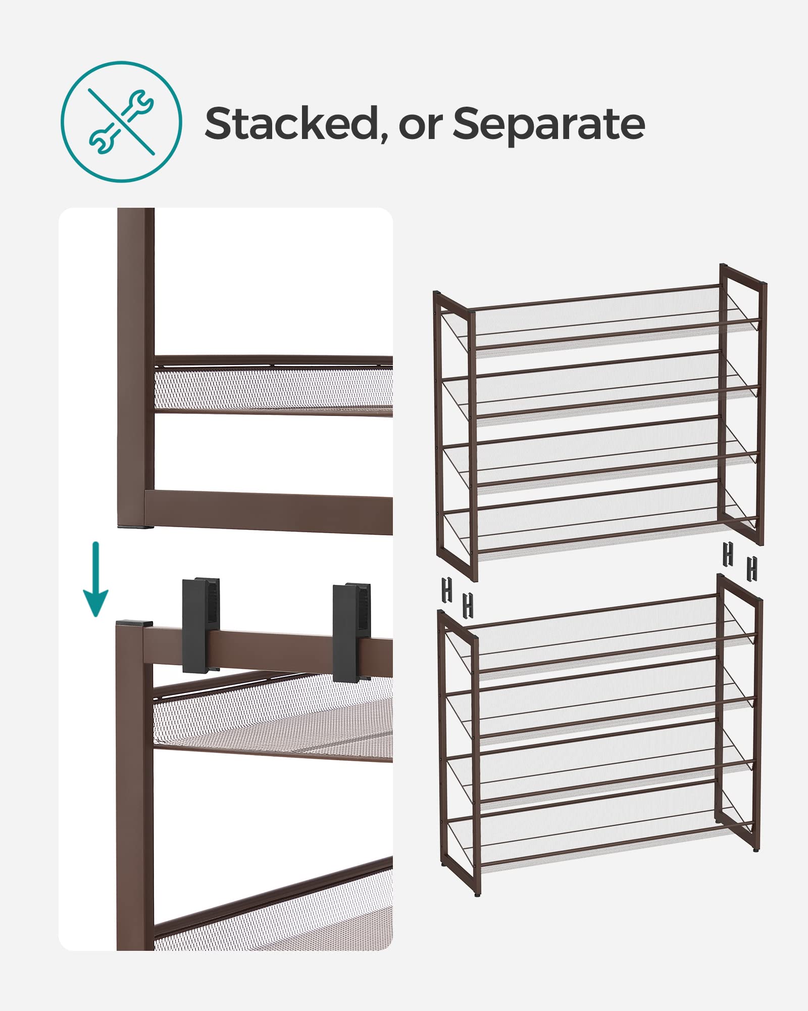 SONGMICS sturdy metal frame with 22 lb per shelf