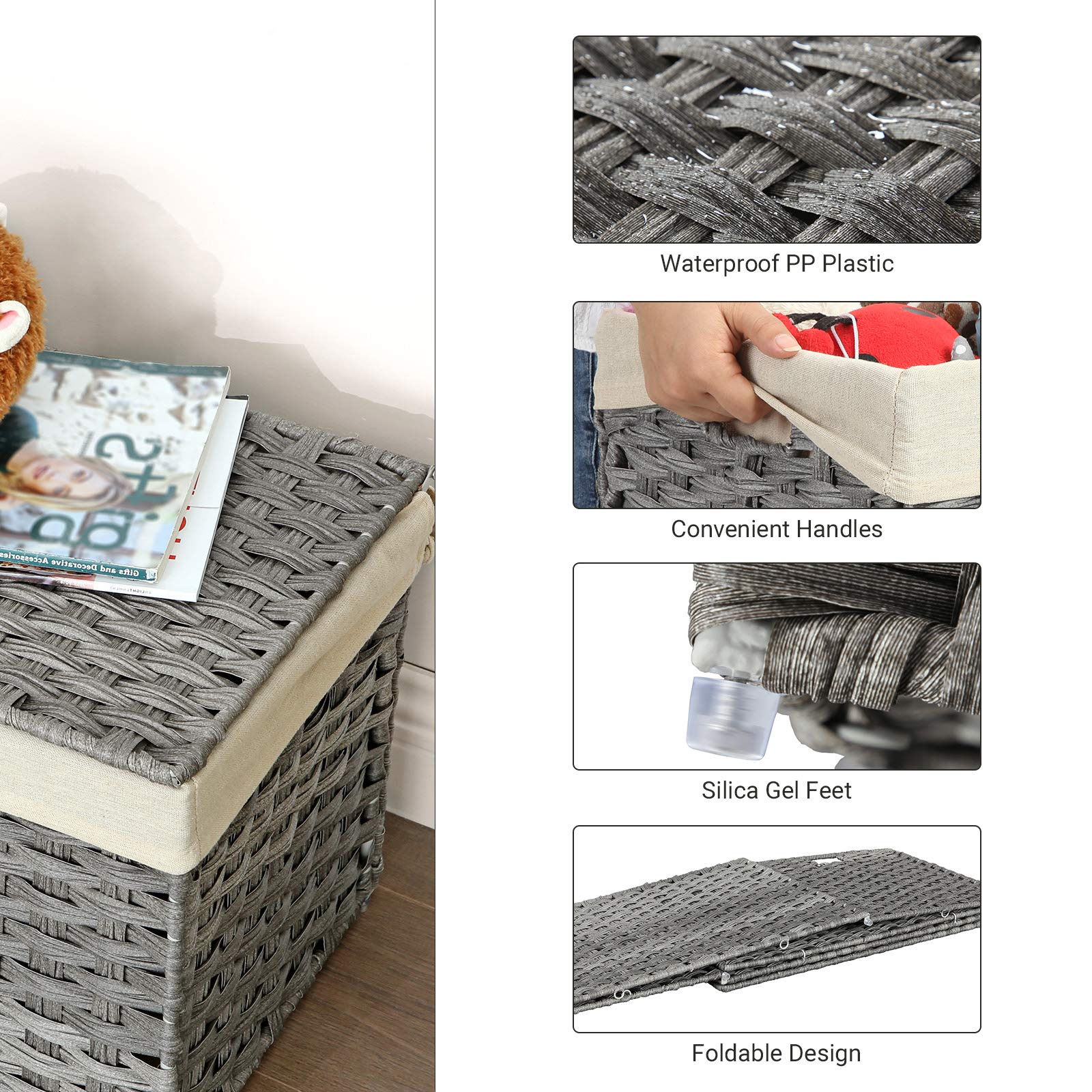 Sturdy metal frame provides durable support for Songmics storage basket