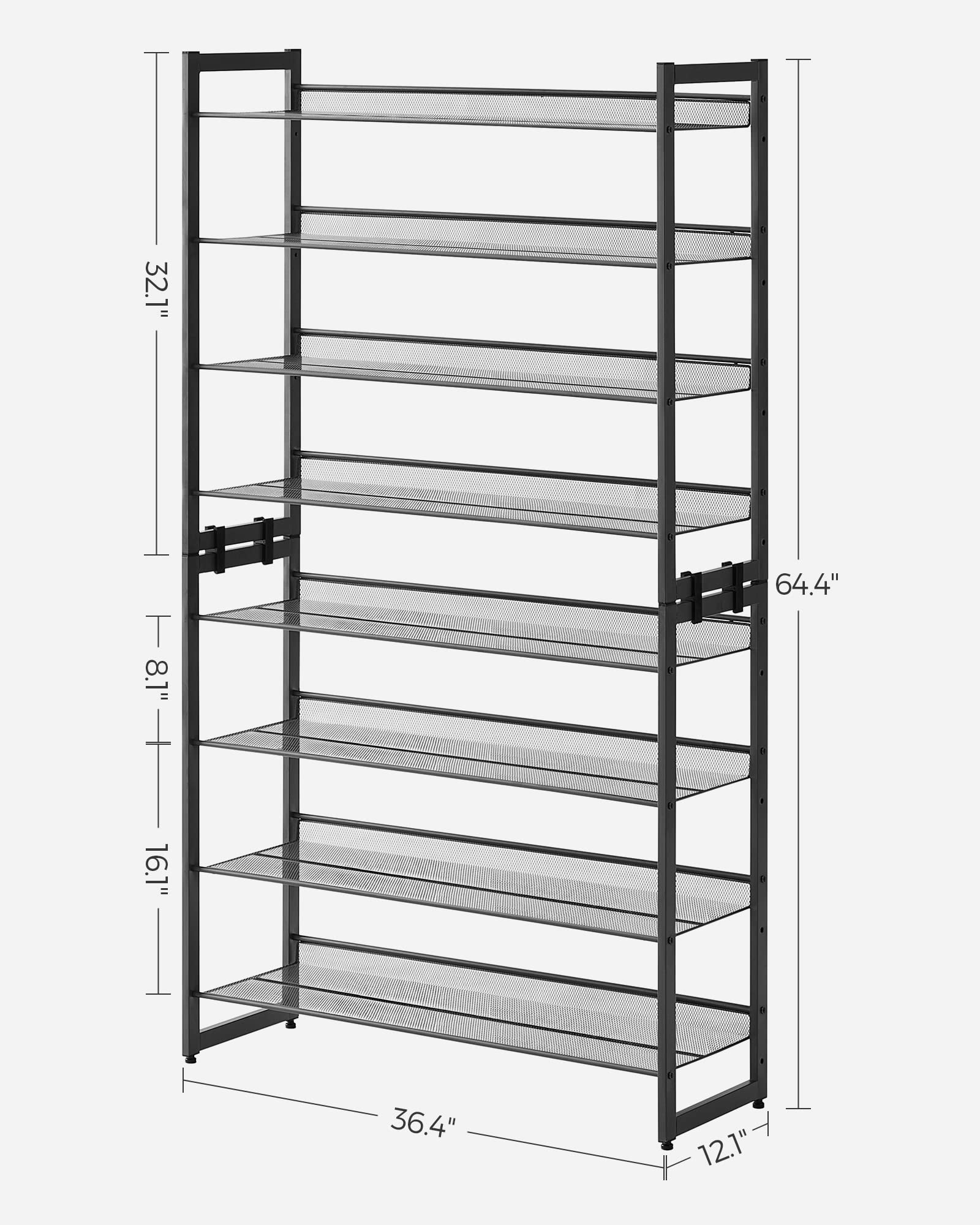 SONGMICS sturdy metal frame with dense mesh shelves for durability
