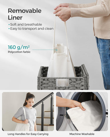 SONGMICS sturdy metal frame supports up to 55 lb of laundry.