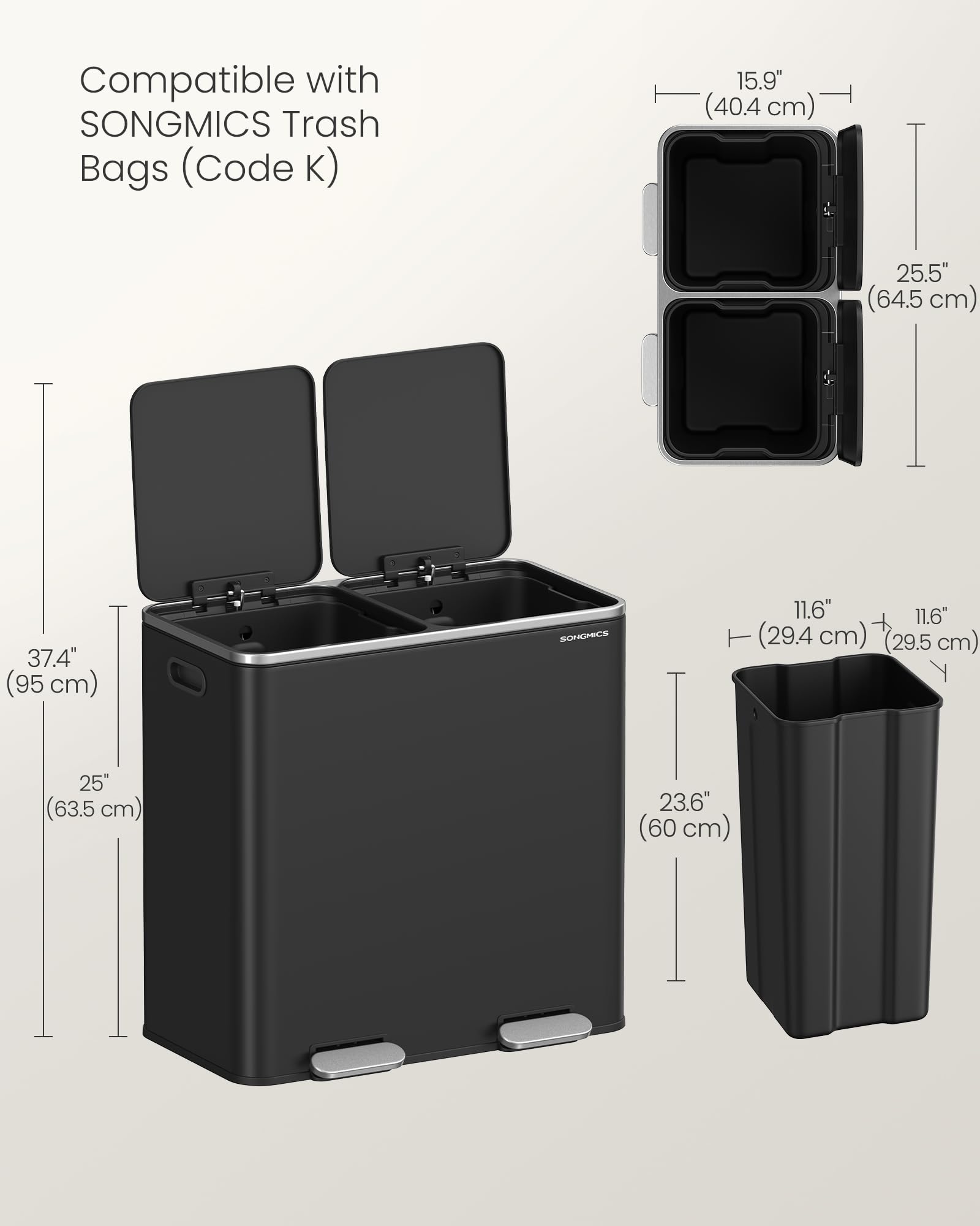 SONGMICS sturdy stainless steel body designed for daily use