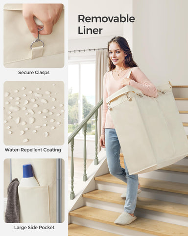 Sturdy steel frame supports heavy laundry loads securely